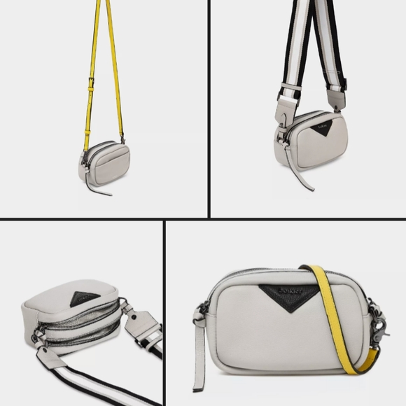 BOTKIER Dove Gray Yellow 2 Convertible strap crossbody camera bag purse Handbag